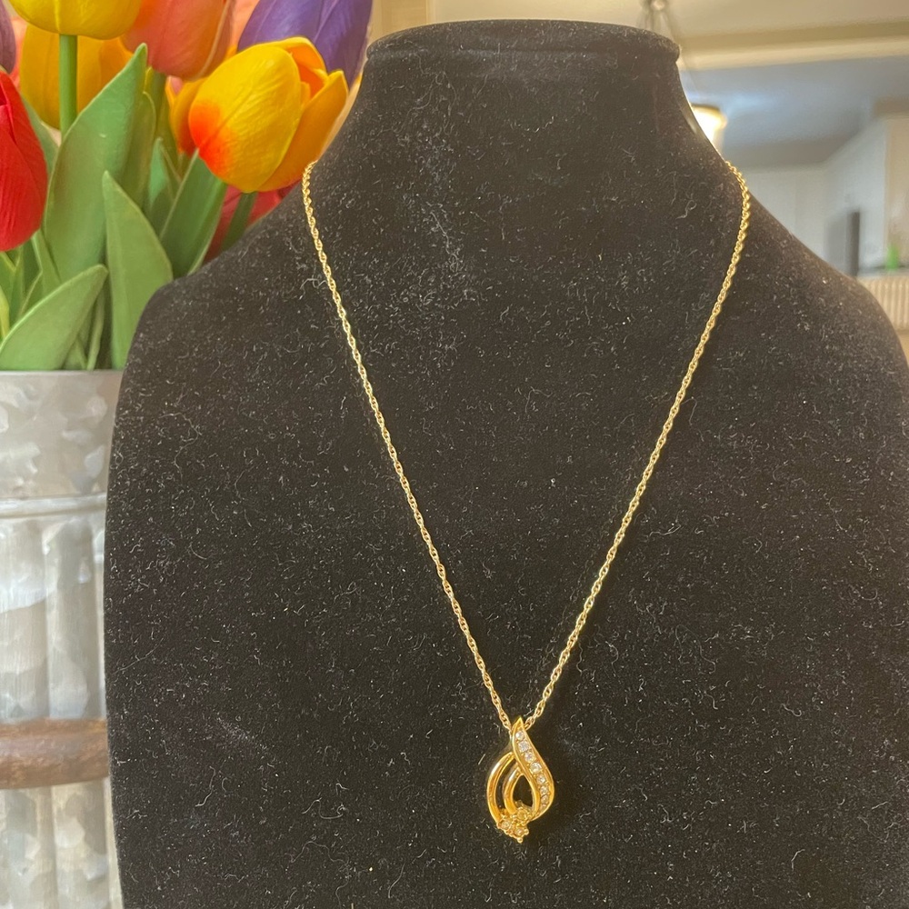 Dior Gold and CZ Pendant Necklace